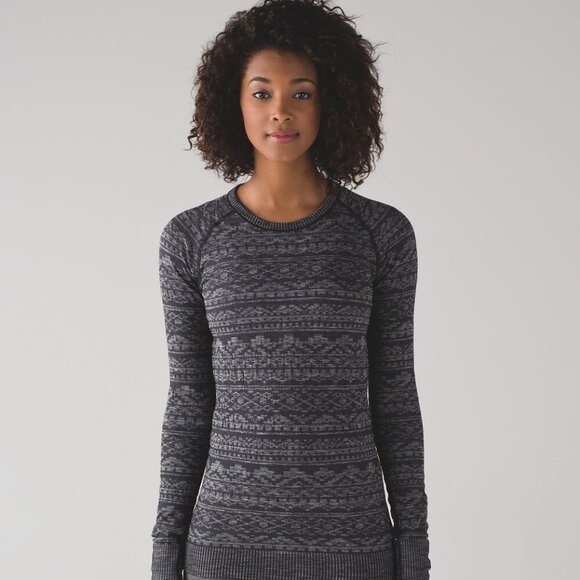 Lululemon Rest Less Pullover in Heathered Grey Geometric Size 6 - Picture 1 of 6